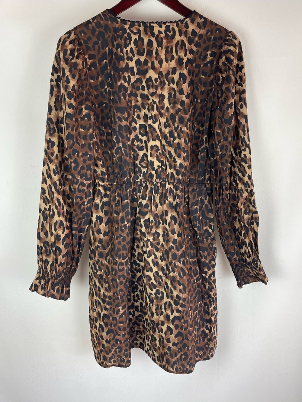 Vero Moda VMWILD Leopard Print V-Neck Long Sleeve Mini Dress M - Picture 3 of 10